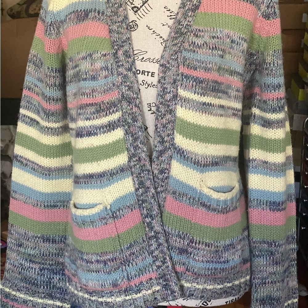 Vintage Colorful Striped Women's Cardigan
